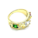 Oro Laminado Multi Stone Ring, Gold Filled Style Elephant Design, with Multicolor Cubic Zirconia, Polished, Golden Finish