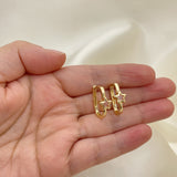 Oro Laminado Huggie Hoop, Gold Filled Style Star Design, with Pink Cubic Zirconia, Polished, Golden Finish