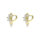 Oro Laminado Huggie Hoop, Gold Filled Style Heart Design, with White Cubic Zirconia, Polished, Golden Finish