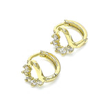 Oro Laminado Huggie Hoop, Gold Filled Style Heart Design, with White Cubic Zirconia, Polished, Golden Finish