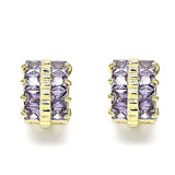 Oro Laminado Huggie Hoop, Gold Filled Style with Amethyst Cubic Zirconia, Polished, Golden Finish