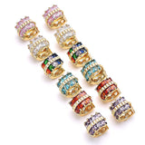 Oro Laminado Huggie Hoop, Gold Filled Style with Amethyst Cubic Zirconia, Polished, Golden Finish