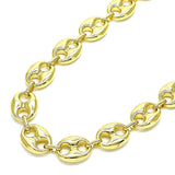 Oro Laminado Basic Necklace, Gold Filled Style Puff Mariner Design, Polished, Golden Finish