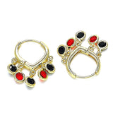 Oro Laminado Huggie Hoop, Gold Filled Style with Black and Garnet Crystal, Polished, Golden Finish