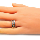 Oro Laminado Multi Stone Ring, Gold Filled Style Leaf Design, with Multicolor Cubic Zirconia, Polished, Golden Finish