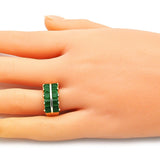 Oro Laminado Multi Stone Ring, Gold Filled Style with Green Cubic Zirconia, Polished, Golden Finish