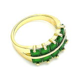 Oro Laminado Multi Stone Ring, Gold Filled Style with Green Cubic Zirconia, Polished, Golden Finish
