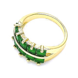 Oro Laminado Multi Stone Ring, Gold Filled Style with Green Cubic Zirconia, Polished, Golden Finish
