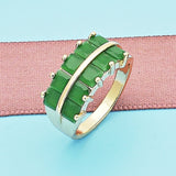 Oro Laminado Multi Stone Ring, Gold Filled Style with Green Cubic Zirconia, Polished, Golden Finish