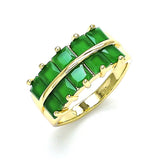 Oro Laminado Multi Stone Ring, Gold Filled Style with Green Cubic Zirconia, Polished, Golden Finish