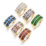 Oro Laminado Multi Stone Ring, Gold Filled Style with Green Cubic Zirconia, Polished, Golden Finish