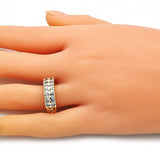 Oro Laminado Multi Stone Ring, Gold Filled Style with White Cubic Zirconia, Polished, Golden Finish