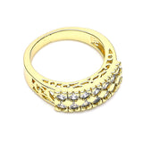 Oro Laminado Multi Stone Ring, Gold Filled Style with White Cubic Zirconia, Polished, Golden Finish