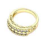Oro Laminado Multi Stone Ring, Gold Filled Style with White Cubic Zirconia, Polished, Golden Finish