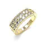 Oro Laminado Multi Stone Ring, Gold Filled Style with White Cubic Zirconia, Polished, Golden Finish