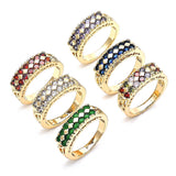 Oro Laminado Multi Stone Ring, Gold Filled Style with White Cubic Zirconia, Polished, Golden Finish