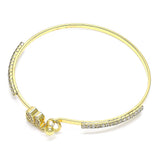 Oro Laminado Individual Bangle, Gold Filled Style Elephant Design, with White Micro Pave and White Crystal, Polished, Golden Finish