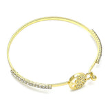 Oro Laminado Individual Bangle, Gold Filled Style Tree Design, with White Micro Pave and White Crystal, Polished, Golden Finish