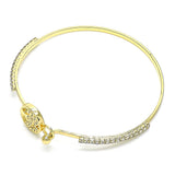 Oro Laminado Individual Bangle, Gold Filled Style Tree Design, with White Micro Pave and White Crystal, Polished, Golden Finish
