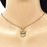 Oro Laminado Fancy Pendant, Gold Filled Style Mom and Heart Design, with Multicolor Micro Pave, Polished, Golden Finish