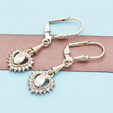 Oro Laminado Long Earring, Gold Filled Style Heart Design, with White Cubic Zirconia, Polished, Golden Finish