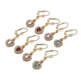 Oro Laminado Long Earring, Gold Filled Style Heart Design, with White Cubic Zirconia, Polished, Golden Finish