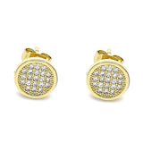 Oro Laminado Stud Earring, Gold Filled Style with White Micro Pave, Polished, Golden Finish