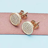 Oro Laminado Stud Earring, Gold Filled Style with White Micro Pave, Polished, Golden Finish
