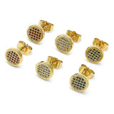 Oro Laminado Stud Earring, Gold Filled Style with White Micro Pave, Polished, Golden Finish