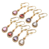 Oro Laminado Long Earring, Gold Filled Style Teardrop Design, with White Cubic Zirconia, Polished, Golden Finish