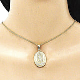 Oro Laminado Religious Pendant, Gold Filled Style Guadalupe Design, Polished, Golden Finish