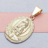 Oro Laminado Religious Pendant, Gold Filled Style Guadalupe Design, Polished, Golden Finish