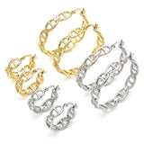 Oro Laminado Medium Hoop, Gold Filled Style Puff Mariner Design, Polished, Golden Finish