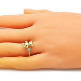 Oro Laminado Multi Stone Ring, Gold Filled Style Teddy Bear Design, with White Micro Pave, Polished, Golden Finish