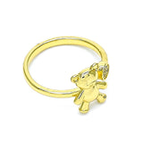 Oro Laminado Multi Stone Ring, Gold Filled Style Teddy Bear Design, with White Micro Pave, Polished, Golden Finish