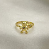 Oro Laminado Multi Stone Ring, Gold Filled Style Teddy Bear Design, with White Micro Pave, Polished, Golden Finish