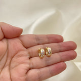 Oro Laminado Huggie Hoop, Gold Filled Style with Pink Cubic Zirconia, Polished, Golden Finish