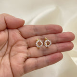 Oro Laminado Huggie Hoop, Gold Filled Style with Pink Cubic Zirconia, Polished, Golden Finish
