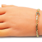 Oro Laminado Adjustable Bolo Bracelet, Gold Filled Style Paperclip and Mom Design, with Multicolor Micro Pave, Polished, Golden Finish