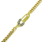 Oro Laminado Adjustable Bolo Bracelet, Gold Filled Style Paperclip and Mom Design, with Multicolor Micro Pave, Polished, Golden Finish