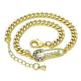 Oro Laminado Adjustable Bolo Bracelet, Gold Filled Style Paperclip and Mom Design, with Multicolor Micro Pave, Polished, Golden Finish