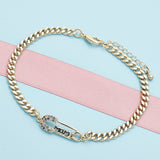 Oro Laminado Adjustable Bolo Bracelet, Gold Filled Style Paperclip and Mom Design, with Multicolor Micro Pave, Polished, Golden Finish