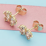 Oro Laminado Stud Earring, Gold Filled Style Butterfly Design, with Pink and White Cubic Zirconia, Polished, Golden Finish