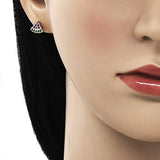 Oro Laminado Stud Earring, Gold Filled Style Watermelon Design, with Ruby and Green Micro Pave, Polished, Golden Finish