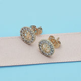 Oro Laminado Stud Earring, Gold Filled Style with White Micro Pave, Polished, Golden Finish