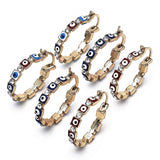 Oro Laminado Small Hoop, Gold Filled Style Evil Eye Design, with White Crystal, Red Enamel Finish, Golden Finish
