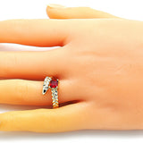 Oro Laminado Multi Stone Ring, Gold Filled Style with Garnet Cubic Zirconia, Polished, Golden Finish