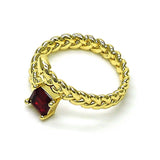 Oro Laminado Multi Stone Ring, Gold Filled Style with Garnet Cubic Zirconia, Polished, Golden Finish