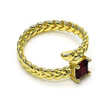 Oro Laminado Multi Stone Ring, Gold Filled Style with Garnet Cubic Zirconia, Polished, Golden Finish