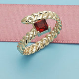 Oro Laminado Multi Stone Ring, Gold Filled Style with Garnet Cubic Zirconia, Polished, Golden Finish